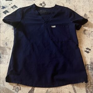 Figs Navy Blue V-Neck Scrub Top Size XXS